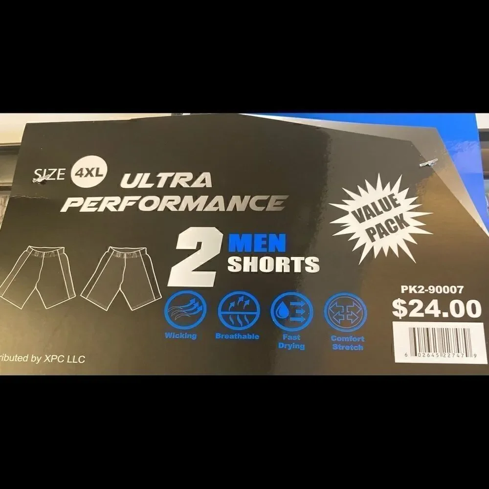 💥Ultra Performance 2 Men Value Pack Athletic Works Dazzle Shorts Size: 3XL🎁